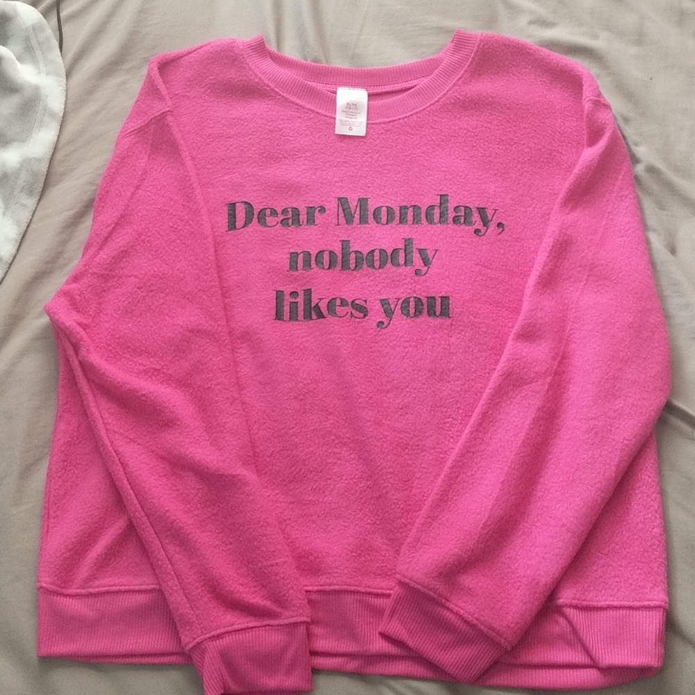 Dear Monday nobody likes you, pink sweater